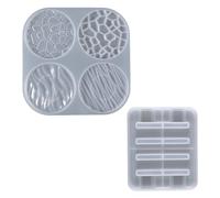 MINAOLULUS Moule à sous-Verres DIY en Silicone 4 Emplacements, Moule à Dessous de Tasse à Thé pour Résine Époxy, Forme Vague, Kit pour Créer Tapis de Tasse Décoratif, Outil Artisanat Robuste