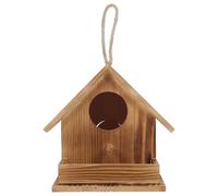 MINAOLULUS Nichoir à Colibris en Bois Massif de Pin Brûlé, Taille Compacte 17,5x18,2x17,2 Cm, Nid D’Oiseaux Extérieur Suspendu, Abri Naturel pour Jardin et Balcon, Maison à Nidification