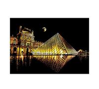 MINAOLULUS Peinture à Gratter DIY Créative, Papier à Gratter Noir 40,5 X 28,5 Cm, Scène Nocturne du Louvre, Kit Artistique pour Garçon et Filles et Adultes, Activité Manuelle et Loisir