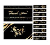 MINAOLULUS Petites Cartes de Remerciement Noires 300 Pcs, Papier Épais, Format Carré Mini, pour Petites Entreprises, Boutiques et Présents, Cartes Remerciement pour Commandes et Événements