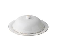 MINAOLULUS Plateau de Service à Steak Assiette Pratique et Élégante avec Couvercle en Céramique Blanche pour Restaurant Occidental ou Usage à Domicile