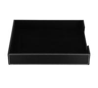 MINAOLULUS Plateau Organiseur de Bureau Noir en Pu 35,5 X 28 X 6 Cm, Bac à Documents Empilable pour Dossiers, Courrier et Magazines, Accessoire de Rangement Polyvalent pour Espace de Travail