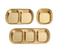 MINAOLULUS Plats à Condiments Fond Stable en Acier Inoxydable Or Lot de 3 Compartiments et Cuisine et Service