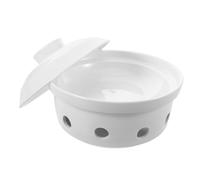 MINAOLULUS Pot Chauffe-fromage en Céramique Blanc avec Couvercle, Portable et Facile à Nettoyer, Maison Fêtes, Plateau de Service pour Fromage de 20,7cm