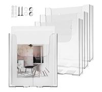 MINAOLULUS Présentoir Mural pour Brochures en Acrylique 4 Pièces Format A4, Porte-Flyers Transparent pour Bureau et Espace Scolaire, Support Mural pour Documents à Suspendre