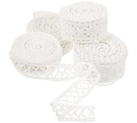 MINAOLULUS Rubans de Dentelle Décorative Blancs 4 Rouleaux 8 Yards Garniture Artisanale pour Couture, Bordure en Dentelle à Coudre, Ruban à Enrouler pour Vêtements et Décoration DIY