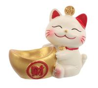 MINAOLULUS Statuette Maneki Neko en Résine avec Socle Cristal pour Boule de 2,5-3 Cm, Ornement Chinois Amulette Feng Shui, Figurine Chat Collection Bureau Décoration Intérieure