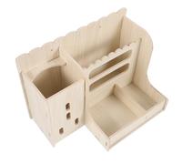 MINAOLULUS Support Mangeoire en Bois Naturel Résistant à l'usure pour Lapins et Cochons d'Inde, Mangeoire à Foin Multifonction Grille Anti-déchets, Accessoire Pratique pour Cage de Petits