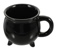 MINAOLULUS Tasse à Café en Céramique Noire de Chaudron Magique de Sorcière pour Halloween, Usage Pratique à Domicile Bureau, Design Élégant et Lignes Délicates