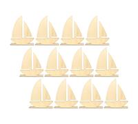 MINAOLULUS Tranches de Bois Vierges de Voilier 12 Pièces pour Bricolage Artistique, Décoration Bateau Voile, Peinture sur Bois Diy, Accessoire D’artisanat Maternelle