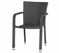 Minas Chaise Empilable En Aluminium Gardino® Tressage Noir Pour Le Jardin