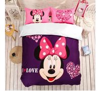 MINB-905 Parure de lit en 3D Disney Minnie Mouse pour filles, ensemble de literie simple, Double, housse de Taille:220x240x1