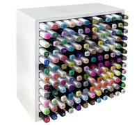 MinBoo Étagère de rangement en bambou pour accessoires d'art, rangement en bois pour 144 feutres, stylos, crayons de couleur, pinceaux de couleur (blanc)