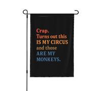 Mince alors ! Drapeau de jardin personnalisé « Ceci est mon cirque et ce sont mes singes », 30 x 45 cm, double face, pour l'extérieur.