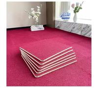 Mince Salon Tapis De Sol À Emboîtement Poils Longs Tapis PEMousse La Chambre Couleur Unie Tapis Puzzle Moelleux Insonorisation Peut Être Recadré Protéger Le Plancher(Burgundy,10 pcs)