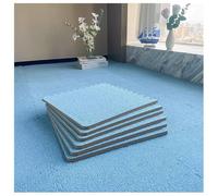 Mince Salon Tapis De Sol À Emboîtement Poils Longs Tapis PEMousse La Chambre Couleur Unie Tapis Puzzle Moelleux Insonorisation Peut Être Recadré Protéger Le Plancher(Blue,40pcs)
