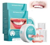 Minceetbien Silicone Reline Denture Set, Adjustable Snap-in Dentures, Soft Silicone, Comfortable, Flexible, Easy-to-Use (2 PCS)