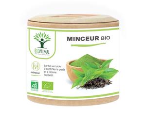 Minceur Bio - Bioptimal - Complément Alimentaire - Thé Vert Guarana + Plantes Pour Maigrir - 4 Actions - Perte De Poids Brûle Graisse - Digestion - Fabriqué En France - Certifié Ecocert - 60 Gélules