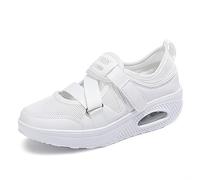 Minceur Chaussures Taille Marche Baskets Plate-Forme Chaussures Poids Air Léger Engrener Elastic Sports en Yoga à Enfiler Pas Cher Trainers en Maille Plates Été,Blanc,EU41