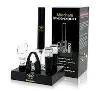 Mincham Tire-bouchon à pression d'air avec coupe-capsule, aérateur de vin, 2 bouchons sous vide, base de rangement