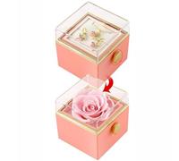 MINCHEDA Cadeau Fête des Mères, Vraie Fleur avec Ensemble de Bijoux, Boîte à Bijoux de Rose Éternelle, Cadeaux pour Épouse, Maman, Petite Amie -Saint Valentin/Noel/Anniversaire/Noël