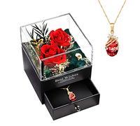MINCHEDA Roses Éternelle avec Collier, Boîte-Cadeau de Bijoux, Idee Cadeaux Romantiques pour Elle, Femme, Épouse, Saint Valentin/Noel/Anniversaire/Cadeau Fête des Mères Original