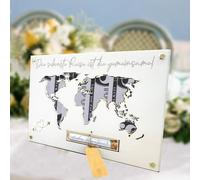 Mincloss Carte du monde de mariage en bois - Cadeau de mariage personnalisé pour couple de mariés - Cadeau romantique - Carte du monde - Cadeau de vacances