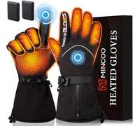 Mincoo Gants Chauffants Homme Femme avec 2x5V 6000mAh Batteries, Gant Chauffant Moto à 3 Niveaux, Charge de Type C, Imperméables, Gants Tactiles pour Le Ski, la Randonnée et Le Cyclisme (L)