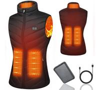 Mincoo Gilet Chauffant,Chauds Gilet Chauffé Homme Femme électrique,lavable,veste chaude d'hiver pour extérieur,camping (FR/ES, Alpha/lettres, TG, Taille normale, Taille normale, Donna Nero)
