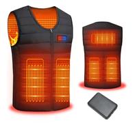 Mincoo Gilet Chauffant, Chauds Veste Chauffante Homme Femme avec 5V 10000 mAh Batterie, USB Veste Chauffante d'hiver (FR/ES, Alpha/lettres, TTG, Taille normale, Taille normale, XXL)