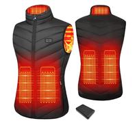 Mincoo Gilet Chauffant Femme avec 10000mAh Batterie Incluse, Veste Chauffante Femme avec 3 Températures Réglables pour Ski Moto Chasse Randonnée la pêche(Noir, S)