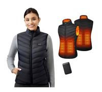 Mincoo Gilet Chauffant Femme avec 10000mAh Batterie Incluse, Veste Chauffante Femme avec 3 Températures Réglables pour Ski Moto Chasse Randonnée la pêche(Noir, L)
