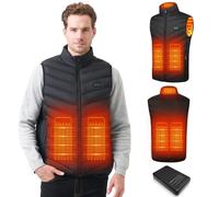 Mincoo Gilet Chauffant Homme avec 10000mAh Batterie Incluse, Veste Chauffante Homme avec 3 Températures Réglables pour Ski Moto Chasse Randonnée la pêche (Noir, XXXL)