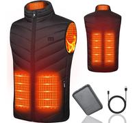 Mincoo Gilet Chauffant Homme avec 10000mAh Batterie Incluse, Veste Chauffante Homme avec 3 Températures Réglables pour Ski Moto Chasse Randonnée la pêche (Noir, XXL)