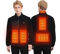 Mincoo Veste Chauffante En Polaire,Veste Chaude Homme Avec Batterie 10000MAh,Manteau Chauffant Avec 5 Zones De Chauffage Et 4 Niveaux De Chauffage Réglables