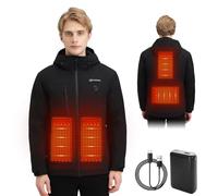 Mincoo Veste Chauffante Homme Électrique Batterie 7.4V 18400mAh,Manteau Chauffant Électrique Avec 4 Zones De Chauffage,Veste Chauffante Chaude Pour Moto, Randonnée, Ski, Camping