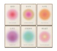 Mind Body Soul Lot de posters de pleine conscience Aura - Décoration murale inspirante - Mindfulness - Décoration de chambre à coucher - Salon