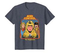 Mind Control Sarcastic Retro Vintage Funny Adult Humor T-Shirt, Enfant, Bleu Chiné, 12 Ans