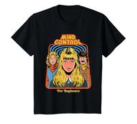 Mind Control Sarcastic Retro Vintage Funny Adult Humor T-Shirt, Enfant, Noir, 12 Ans