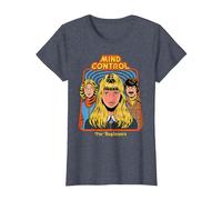 Mind Control Sarcastic Retro Vintage Funny Adult Humor T-Shirt, Femme, Bleu Chiné, L