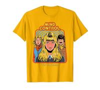 Mind Control Sarcastic Retro Vintage Funny Adult Humor T-Shirt, Homme, Doré Vif, L