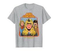 Mind Control Sarcastic Retro Vintage Funny Adult Humor T-Shirt, Homme, Gris Chiné, M
