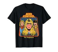 Mind Control Sarcastic Retro Vintage Funny Adult Humor T-Shirt, Homme, Noir, M