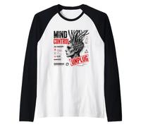 Mind Control Unplug Cyberpunk Dystopian Glitch Art Manche Raglan