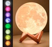 Mind-Glowing Veilleuse lune 3D pour chambre d'enfant - Veilleuse globe avec LED multicolore - Télécommande tactile/télécommande - Cadeau d'anniversaire pour filles et garçons de toute année