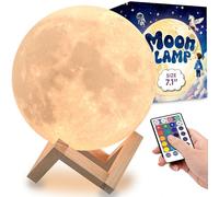 Mind-Glowing Veilleuse lune 3D pour chambre d'enfant - Boule de lune LED 16 couleurs pour décoration d'espace - Veilleuse globe avec support, tactile/télécommande - Cadeau de Noël cool pour filles et