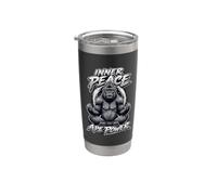 Mind Over Muscle Gorilla Zen Strength Peace Yoga Gobelet isotherme en acier inoxydable double paroi