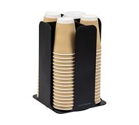 Mind Plastic Carrousel de Rangement pour Tasse et Couvercle, 4 Compartiments, Noir, 7,75 x 12 x 7,75 cm