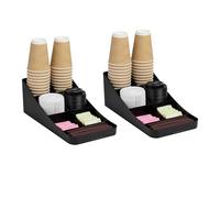 Mind Reader 2COMP7-BLK Lot de 2 distributeurs de tasses à café et condiments à 7 compartiments, organiseurs de comptoir, 39,4 x 18,4 x 13,3 cm (L x l x H), plastique, noir