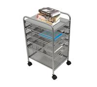 Mind Reader Armoire à dossiers roulants avec 5 tiroirs, chariot de rangement fin sur roulettes pour fournitures de bureau, maquillage, essentiels de cuisine, 38,1 x 30 x 62 cm (L x l x H)